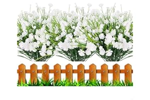 HBell 12 fiori artificiali per esterni piante artificiali in plastica resistenti ai raggi UV non sbiadiscono fiori finti per interni ed esterni piante da appendere casa giardino portico (bianco)