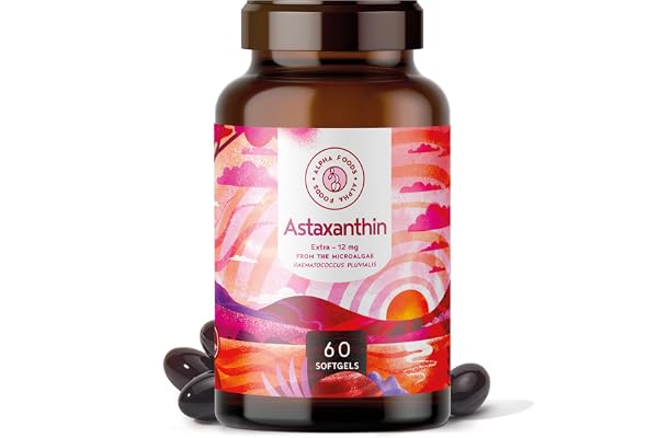 ASTAXANTHINE 12mg - De pure microalgue Haematococcus pluvialis - Biodisponibilité optimisée avec de l'huile de lin - Sans additifs, sans substances auxiliaires - 60 gélules de dépôt végétaliennes