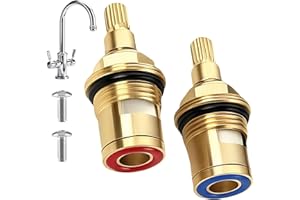 GRIPITI Mixer Tap Cartridge Replacement 1/4 Turn, 20‑Spline Brass & Ceramic Disc ap Valve with Washers for Mixer Taps, Glands Seals Repair Kit for Bathroom Kitchen (Hot & Cold)