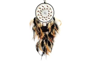 Donko Dream Catchers Agate Dream Catcher Black&Brown Feather Dream Catchers for Bedroom Adult Dreamcatcher Wall Hanging Decor Art Ornament Craft Gifts