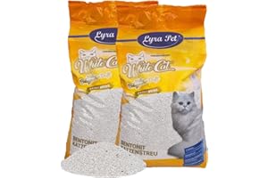 Lyra Pet® | 30 Liter White Cat Katzenstreu | Mit Babypuder Duft | Feines Klumpstreu | 350% Saugkraft | Naturprodukt aus Bentonit | Stark Klumpend | Saubere Wohnung | Neutralisiert Gerüche | Staubarm