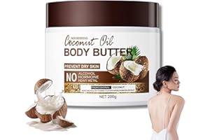 SNOCKOO Kokosnussöl Körperbutter Coconut Body Butter 200g Natürlich Kokosöl Körpercreme für trockene Haut Intensive Feuchtigkeitscreme für Männer und Frauen Sanfte Pflege für Weiche und Geschmeidige Haut