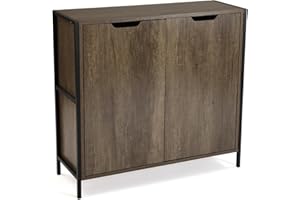 ‎VERSA Versa Lizzy Schmales Möbelstück für den Eingangsbereich oder Flur, Moderner Konsolentisch, 2-türiger Schrank, Schuhregal, Maßnahmen (H x L x B) 78,8 x 30 x 83,2 cm, Holz, Farbe: Braun und Schwarz