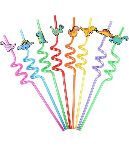 Lot 10 Pailles Spirales Animaux Forêt + 2 Goupillons – Pailles Réutilisables Colorées Pour Enfants, Anniversaires & Fêtes