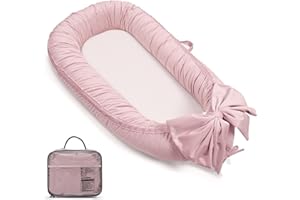 EAQ Babynest Nestchen Baby Weiches Atmungsaktives baby bett für Neugeborene Geschenk 100% Baumwolle Baby Erstausstattung Neugeborene (Hellrosa)