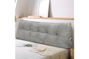 WUIOYNF Weiches Keilkissen Bett Großes Rückenkissen, bequem und stützend, Lesekissen Wandkissen Lendenkissen für Couch und Betten, Stützkissen, Nackenkissen mit abnehmbarem Bezug(Hellgrau-150x20x50cm)