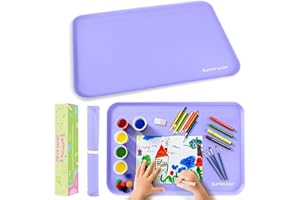 BuntWunder Silikonmatte Groß, Bastelunterlage mit Erhöhten Kanten, 61 x 41 cm Malunterlage für Kinder, Silikonmatte zum Basteln, Mehrzweck-Tischmatte, Platzset, Haustier Fütterung Matte (Violett)