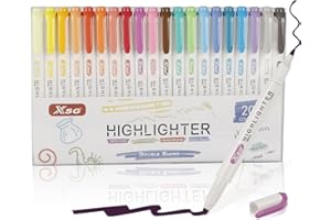‎ABEIER ABEIER Textmarker,20 Farben Pastell Textmarker mit zwei Spitzen,Meißel und feine Macron-Farben für Erwachsene und Kinder, Schulbedarf