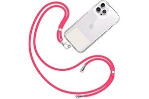 TBOC Cordón Correa Cuerda Universal [Rosa Flúor] Colgar Funda Teléfono Móvil Cuello - Cinta Cadena Colgante con Parche [Blanco Ice] de Plástico - Cuerdas Colgador Lanyard Enganche [Rosa Flúor B]