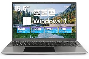 Geviar Laptop 15.6''with 16GB DDR4 512GB SSD, Quad-Core Intel Celeron N5095 Processors, Windows 11, 1080P IPS FHD Display, USB 3.0, Bluetooth 4.2, 2.4/5G WiFi,Numeric Keypad
