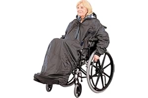 DAYS Homecraft Poncho Imperméable pour Fauteuil Roulant, Couverture Intégrale, Doublé, Avec Manches et Ceinture Élastiques pour un Ajustement Parfait, Ouvertures pour Accès aux Poignées du Fauteuil