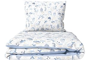 BABY COMFORT 2 Piece Baby Children Quilt Duvet & Pillow Set 120x90 cm to fit Toddler Cot Bed (Ocean)