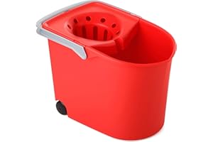 Tatay Cubo de Fregona con Ruedas, de PP, Libre de BPA, Escurridor por Presión, con Asas. Fabricado en España. Color Rojo