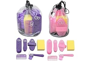 Elico Wexford 6 Piece Childrens Junior Glitter Hearts Grooming Kit Purple