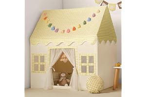 Wilwolfer Tienda de campaña Infantil: Jugar en Interiores y Exteriores - Tipi Casita Infantil con Guirnalda de borlas y Alfombra - Casa Grande para Niñas y Niños