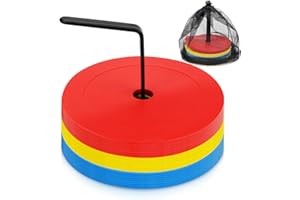 BHHTBB 25er Markierungsscheiben 15 cm Hütchen Fussball Flach, Markierungshütchen Fussball Flach mit Organizerhalter, rutschfeste Floormarker Spielfeldmarkierung Trainingszubehör