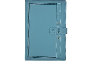 GOLDAYPLN 2024 Diary A5 Page a Day Full Year Planner, Diary 2024 from Jan 2024 to Dec 2024, Daily Monthly Planner with Calendar, Pen, Pen Holder, Month Tabs, inner Pocket, Stickers Bookmarks (Blue)