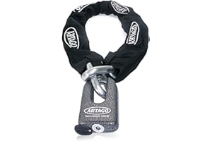 Artago 69T120 Chaîne Antivol Moto Haut Gamme Homologuée SRA, Sold Secure Gold, ø15mm, 120cm, Mini U Acier Résistant Monoblok, Serrure Testée Sécurité Maximale, Ancre, Sélection Bunker