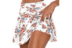 NSICBMNO Skorts for Women UK Summer Elastic Waist Tennis Skorts Skirts with Inner Shorts Lightweight Ladies Comfy Casual Stretchy Workour Shorts Baggy Athletic Golf Running Skirts Skorts