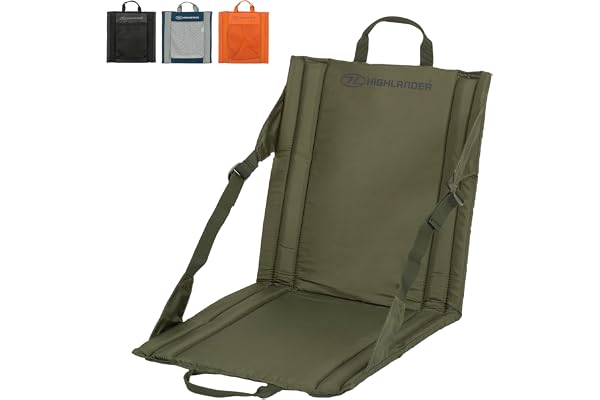 Highlander Vikbar utomhus-sittmatta, lätt, vadderad, bärbar stadionsits, perfekt för promenader, picknick, camping, vandring eller festivaler