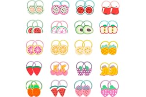 Arqumi Hair Bands, 40 PCS Colorful Hair Ties Lovely Elastic Hair Bobbles with Cute Cartoon Decoration Ponytail Holders Hair Accessories for Girls Infants Toddlers Kids Teens and Children Pattern E