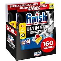 Finish Ultimate Infinity Shine Pastiglie Lavastoviglie, 160 Capsule Lavastoviglie al Limone, Pastiglie per Lavastoviglie cont