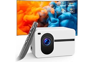 Wielio 1080P Projector with WiFi and Bluetooth, Projector 18000 Lumens Outdoor 200" Projection Screen Video Movie Proyector Compatible with Smartphone, HDMI,USB,AV,Fire Stick, PS5, White
