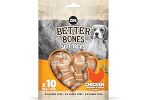 FLUVAL Zoe Better Bones Soft Dog Treat Chews, Pouch of Rawhide-Free, Bone-Shaped Dog Training Chews - Chicken Flavour, 1 Bag of 10 pcs