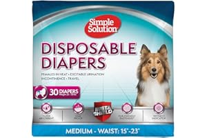 Simple Solution True Fit Lot de 30 couches jetables pour chiennes – Super absorbantes avec indicateur d'humidité – Taille M (tour de taille 38,1 à 58,4 cm)