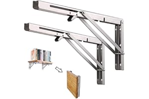DOMISL DOMI PRO Étagère Murale Pliante de 600 mm, 2 Pièces Support Console Pliable En Acier Inoxydable, Cadre de Support D'étagère de Garage, Lourds Support Pour Cuisine, Chambre