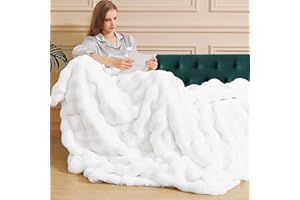 ORINOVA Kuscheldecke Flauschige Bubble Warme Decke Weiß kuscheldecke 150x200 cm Sofadecke Kuschelig Kunstfell Felldecke Plüschdecke Wohndecke Bett