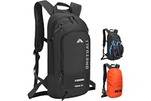 ‎LOCAL LION ONETOALL Fahrradrucksack klein mit Regenschutz und Helmnetz, MTB Rucksack 10L für Damen und Herren, Skirucksack, Bike Rucksack, Laufrucksack wasserdicht zum Radfahrren Wandern Skifahren Outdoorsports