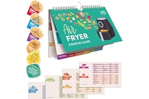 WILLA FLARE Fryer Cheat Sheet Guide de référence pour 80 aliments – Tableau magnétique à rabat et 6 autocollants en vinyle | Parfaitement frire les favoris de la famille comme la pizza