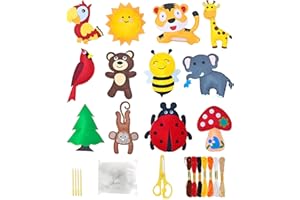 Select Zone kit di cucito per bambini Kit da cucito fai-da-te Borsa fatta a mano Filo da ricamo in feltro per bambini Ago in plastica Filo di cotone Forbici Artigianato (Le sette stelle)