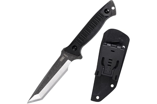 KHU Couteau à lame fixe Couteau de survie bushcraft - Acier 420HC Nylon Plastique poignée, Outdoor Pêche Camping Accessoires - Avec étui Kydex
