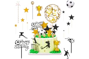 FRIUSATE 30pcs Football Cake Toppers for Boys,Football Cake Decorations Soccer Birthday Cake Topper Personalised Cupcake Toppers Kids Men Sports Theme Birthday Cake Plugin Football Party Supplies