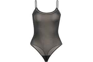 Teyli Stringbody Damen aus Netzmaterial - Bodysuit Women Spaghetti - String body Netz Frauen Spaghettiträger - Bequemer Bodys für Damen
