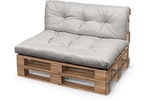 CLOUD PILLOW Palettenkissen 120 x 80 Wasserdicht - Europaletten Sitzkissen set Outdoor - Rückenkissen zum Garten - Perfekte Kissen für Palettenmöbel - Grau Farbe - UV-beständiges Material mit OEKO-TEX