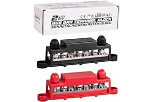 Spurtar Bus Bar Power Distribution Blocks with 4x M8 Terminal Studs 6x #8 M4 Screws 250A 12V 24V 48V Battery Bus Bar for Car Truck RV ATV Boat Trailer