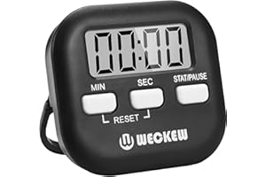 WECKEW Kitchen Timers for Cooking, Digital Kitchen Timer,Classroom Timer for Kids - Magnetic, Kickstand, Hanging - Black