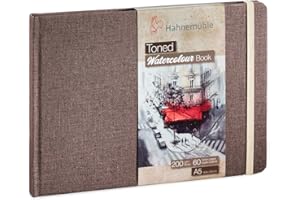 Hahnemühle Toned Watercolor Book Carnet de croquis aquarelle 200 g/m² 30 feuilles grain fin + crayon A5