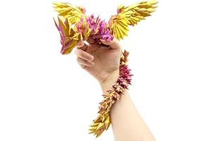 JoryHeim XXL 3D Drache mit Flügeln, 45cm Drachen Spielzeug, 3D Gedruckter Drache Deko, Realistischer Dragon für Kinder & Sammler, Violett & Gold