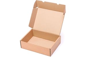 TELECAJAS.COM TELECAJAS | 25 Cajas 33x25x10 cms Postales Automontable de Cartón Ondulado para Envíos | Color Marrón Kraft - Pack de 25 cajas