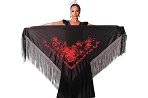 AMINA JAADE Mantón flamenco grande. Medida 195X95cm sin contar los flecos (30cm), bordado a una cara.