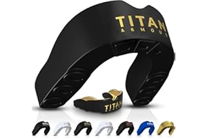 Titan Armour® Gum Shield w/Dual-Layer Technology | Adults & Junior Custom-Fit Mouth Guard | Case Inc | Boil & Bite Mouthguard: Boxing, Rugby, MMA, Hockey & All Contact Sports | UK Brand Age 11+ Gold