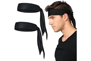 TNSLAND 2 pezzi fasce per uomo donna, fascia per capelli uomo, fascia per sudore fronte, fascia per capelli sport, fascia tergisudore sport, bandana nera per corsa tennis fitness antitraspirante