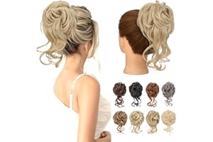 Benehair Dutt Haarteil mit Klammer Natürlich Messy Bun Haarteile für Dünnes Haar Synthetik Haar Scrunchies Haardutt Haarteile für Frauen Mädchen(Mittelblond, 75g)
