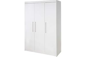 roba Armoire Enfant "Maren" à 3 Portes Battantes - Garde-Robe en Bois avec Penderie et 6 Étagères - Blanc