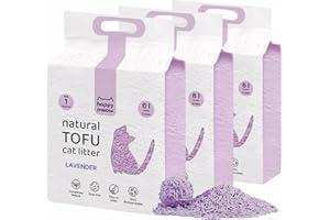 HAPPY MEOW Arena de Tofu para Gatos (18L/7,5Kg) - Natural y Biodegradable - Aglomerante Instantáneo, Bajo en Polvo, Control de Olores Duradero, Ultra Absorbente, Desechable en el Inodoro (Lavanda)