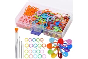 Riddur 265 Stück Stichringmarker, Strick-Häkelmarker mit Kunststoffbox, Bunte Strick-Häkel-Verriegelungs-Gegenstich-Nadelclips, Stumpfe Nadeln mit Großem Öhr für DIY-Handwerk